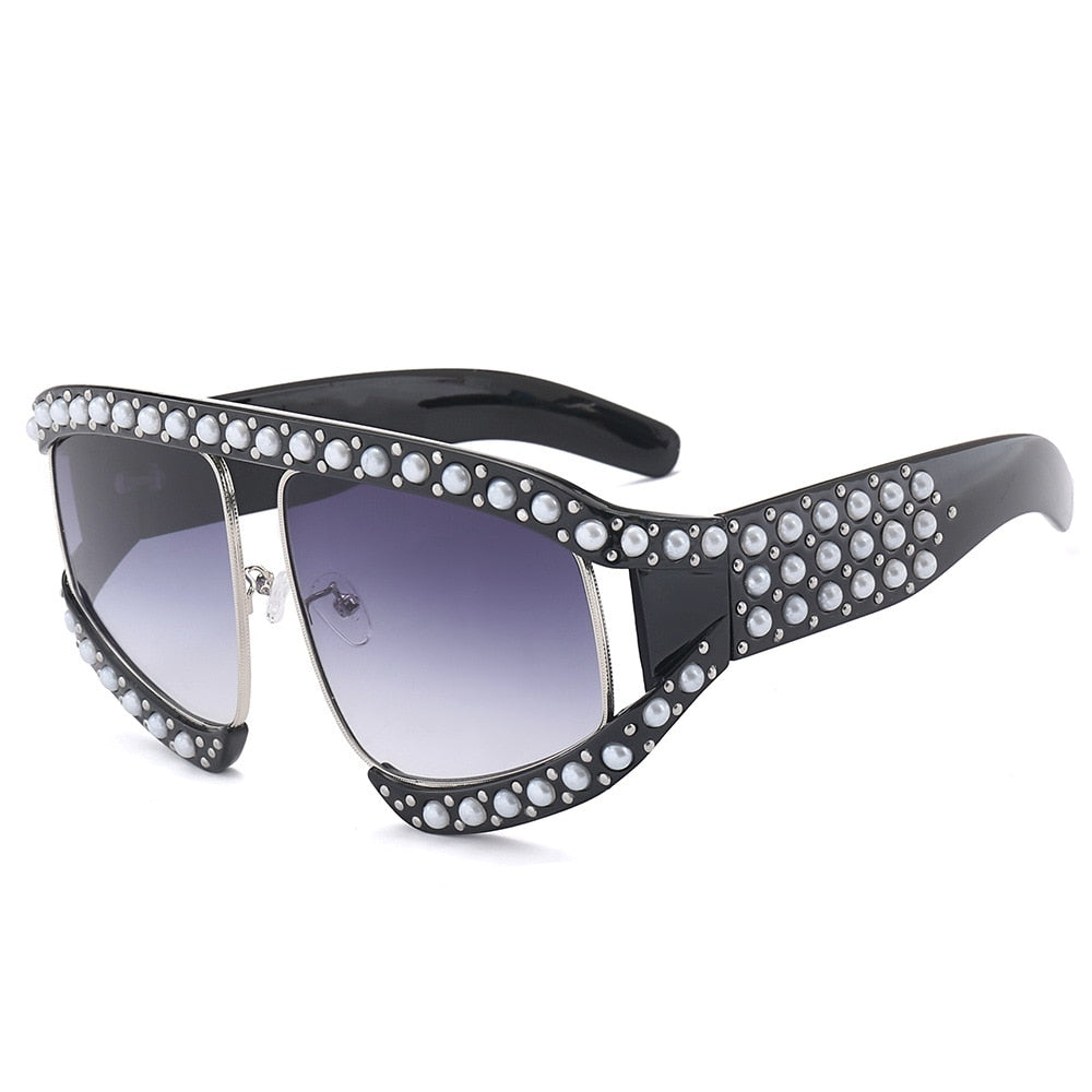 Calanovella Pearl Cat Eye Sunglasses Women Brand Designer Steampunk