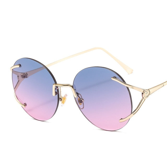 Calanovella Big Oversized Round Frameless Sunglasses UV400