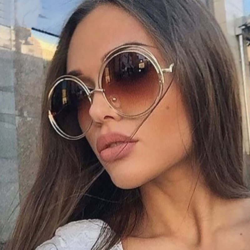 Calanovella Vintage Oversized Round Sunglasses Circle Alloy Around