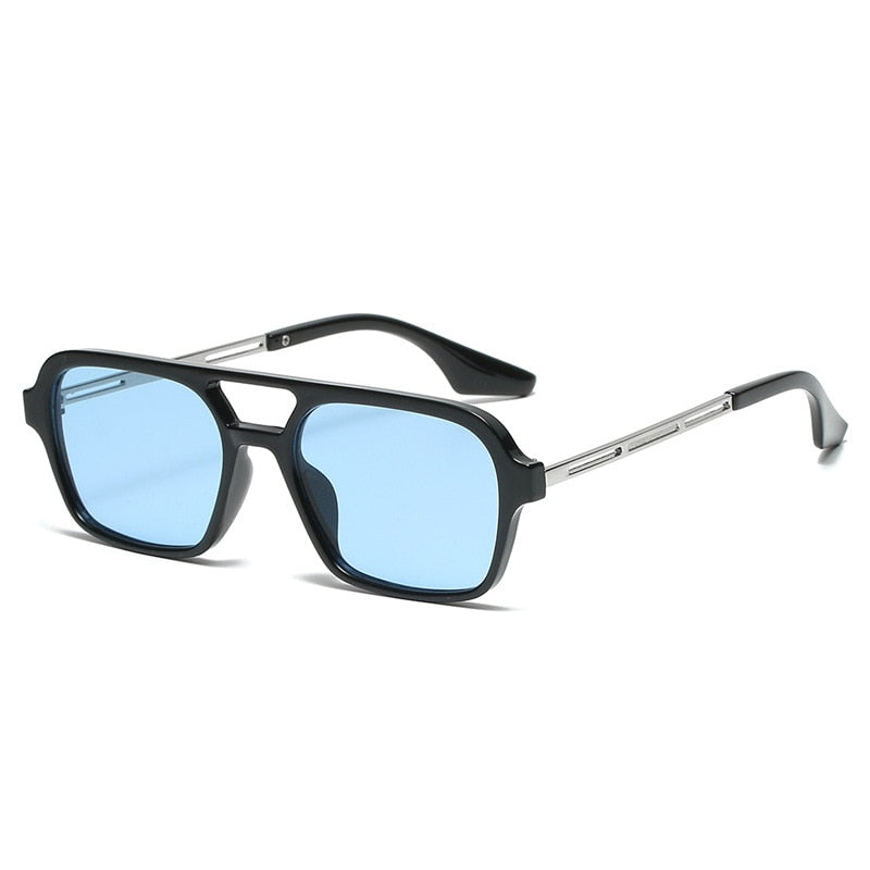 Calanovella Trendy Retro Double Bridges Rectangle Sunglasses For Men