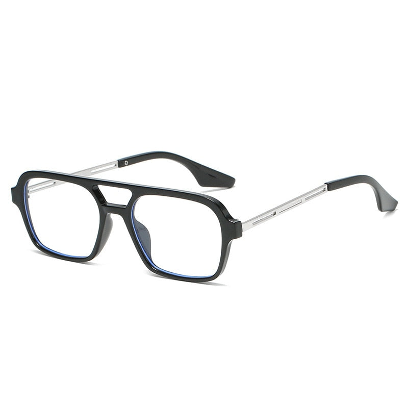 Calanovella Trendy Retro Double Bridges Rectangle Sunglasses For Men Women Unisex 90s Fashion Vintage Square Sun Glasses UV400