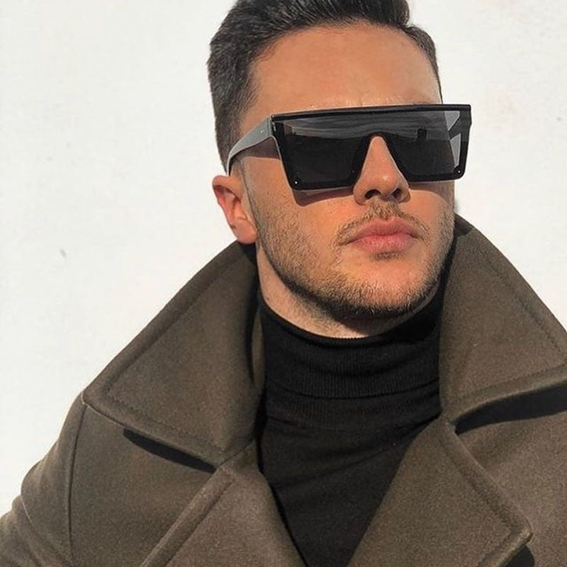 Calanovella Oversized Shades Sunglasses Men Black Fashion Square Sun