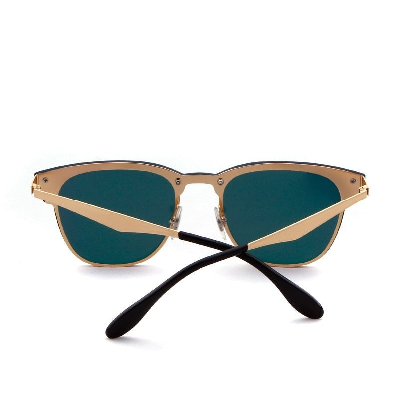 Calanovella Round Cat Eye Rose Gold Sunglasses Women Trendy Rivet Rice Grain Mirror Shades UV400