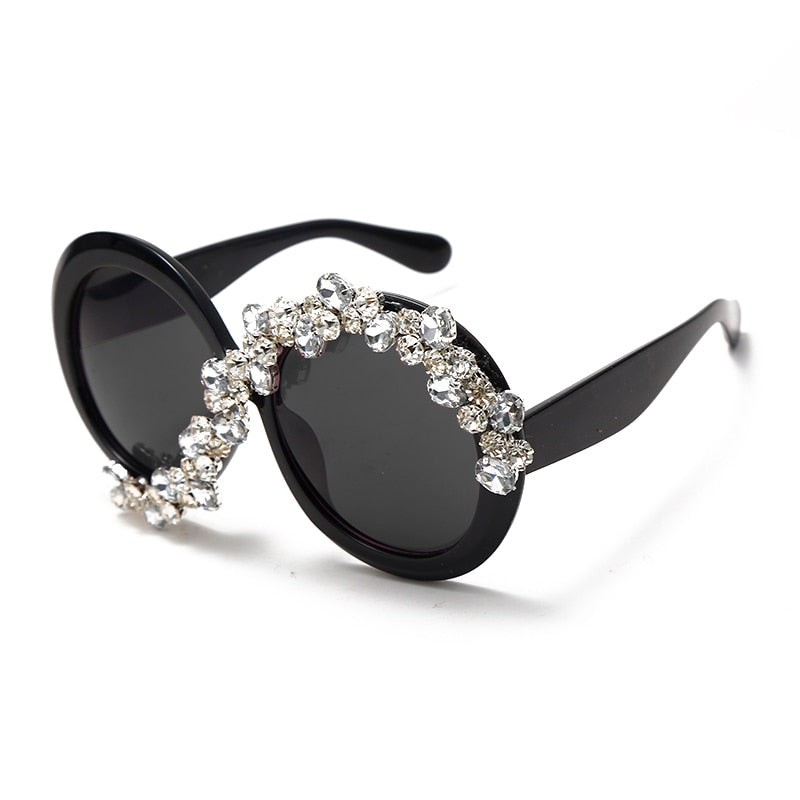Calanovella Oversized Round Sunglasses Polarized Diamond Rhinestone