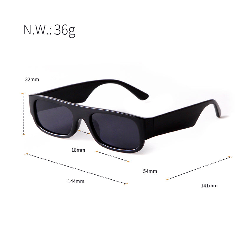 Calanovella Trendy 90s Rectangle Sunglasses Women Men Rectangular Vintage Retro Orange Lens Square Sun Glasses Shade UV400