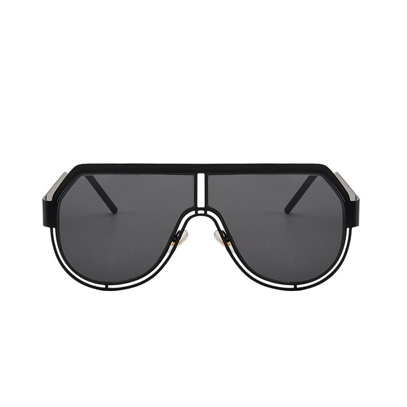 Calanovella Stylish Men Women Punk Pilot Sunglasses Oversized Metal