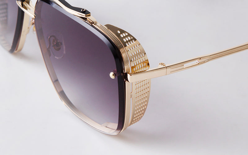 Calanovella Fashion Trendy Gradient Square Pilot Sunglasses for Women Men Retro Vintage Metal Steam Punk Sun Glasses UV400
