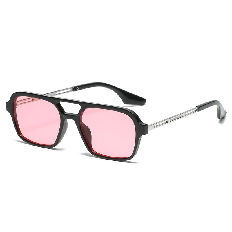 Calanovella Trendy Retro Double Bridges Rectangle Sunglasses For Men