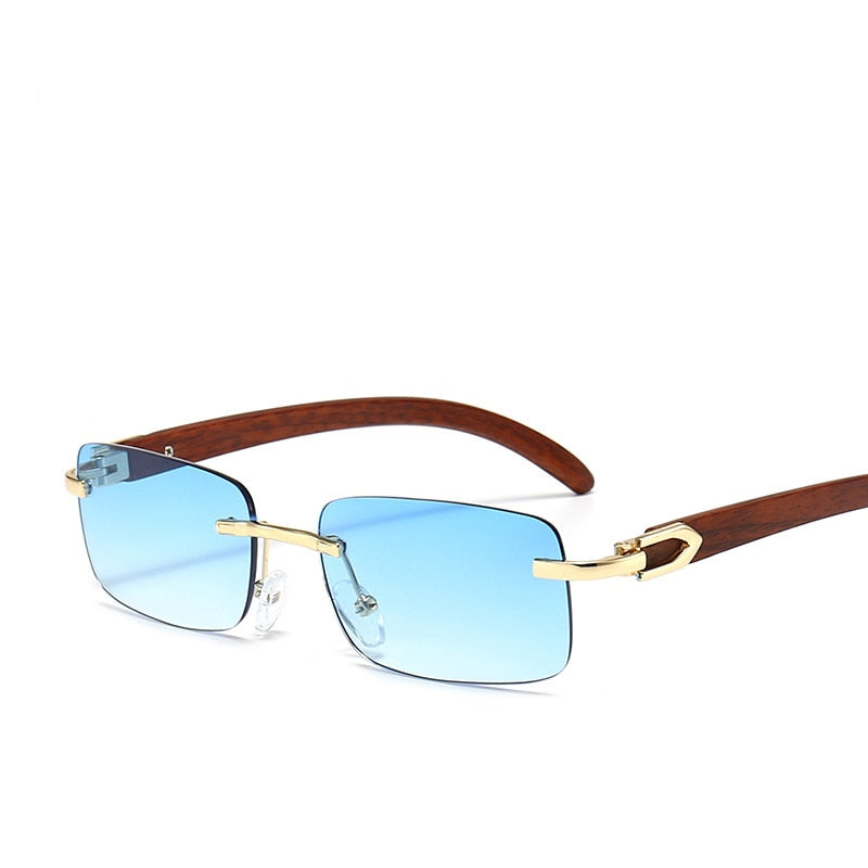 Calanovella Rimless Rectangle Sunglasses Mens Womens Frameless Gradient Fashion Eyewear UV400