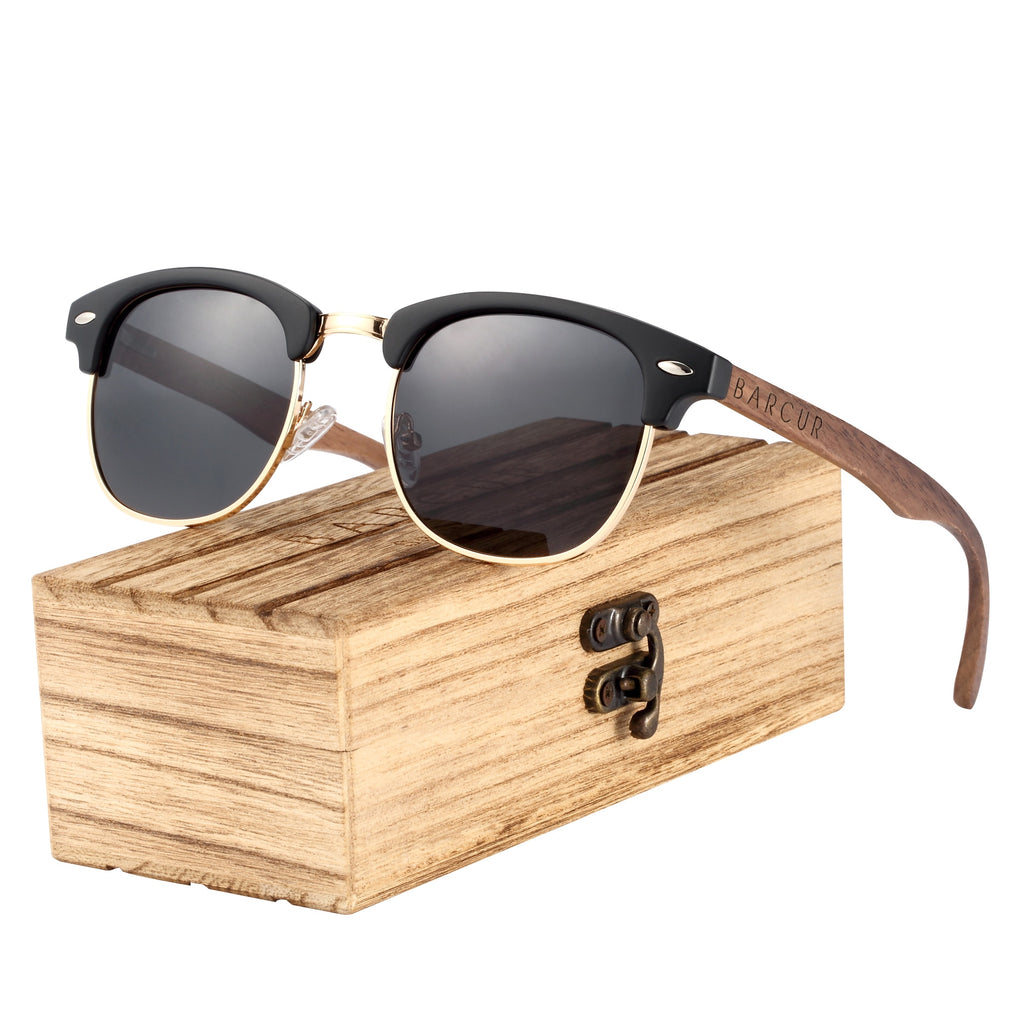Calanovella Classic Black Walnut Wood Sunglasses Polarized Handmade Eyewear UV400