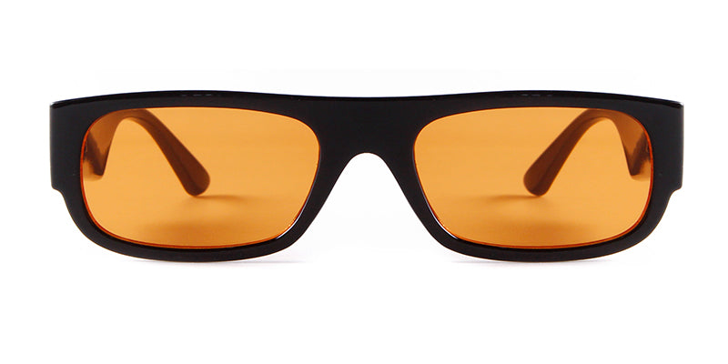 Calanovella Trendy 90s Rectangle Sunglasses Women Men Rectangular Vintage Retro Orange Lens Square Sun Glasses Shade UV400