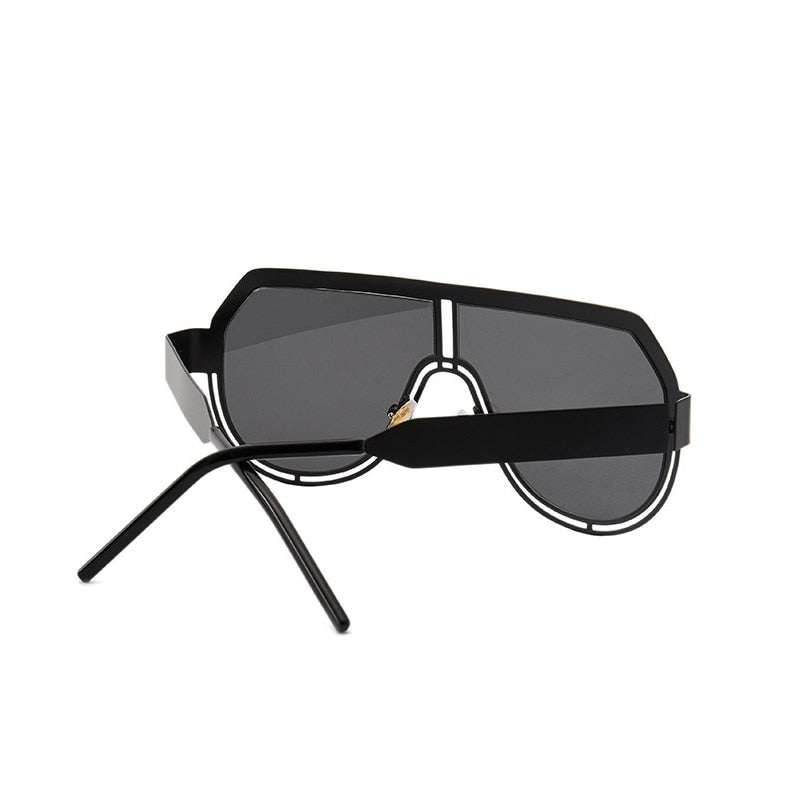 Calanovella Stylish Men Women Punk Pilot Sunglasses Oversized Metal