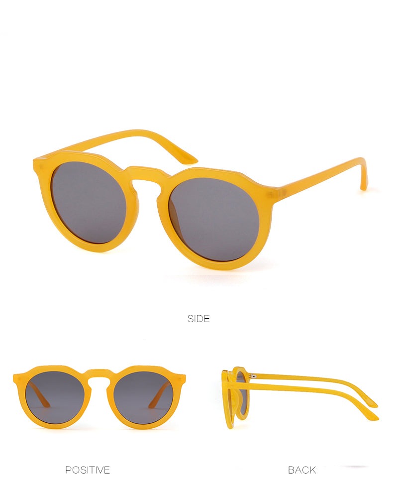 Calanovella Trendy Round fashion Sunglasses Men Women Retro Vintage Orange Frame 90s Sun Glasses UV400