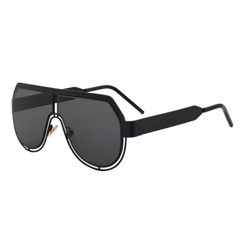 Calanovella Stylish Men Women Punk Pilot Sunglasses Oversized Metal