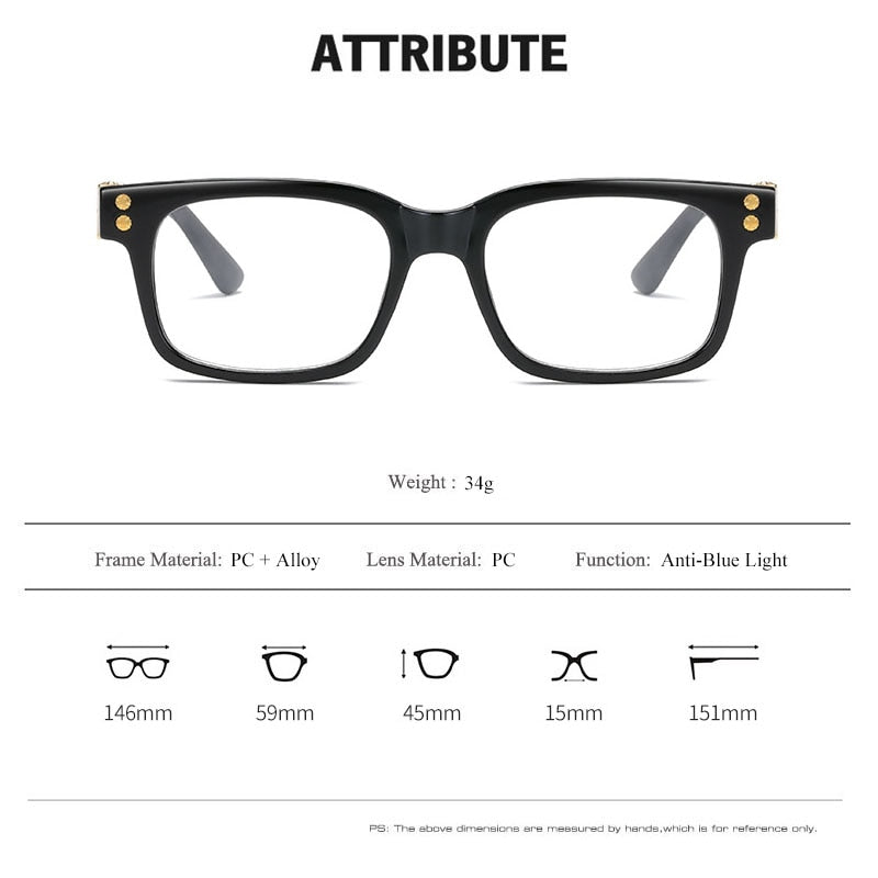 Calanovella Anti-Blue Light Retro Rectangle Glasses Frame Luxury