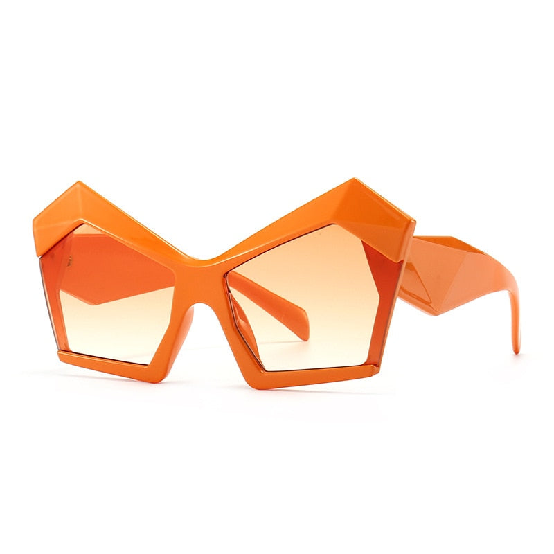 Calanovella Unique Irregular Oversized Sunglasses New Luxury Brand Candy Color Square Green Orange Party Sun Glasses