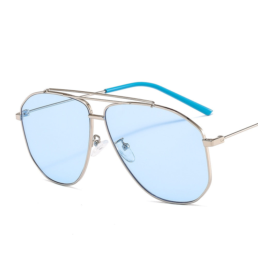 Calanovella Pilot Oversized Sunglasses For Men Women Unisex Metal Frame Fashion Sun Glasses Steampunk Big Shades UV400