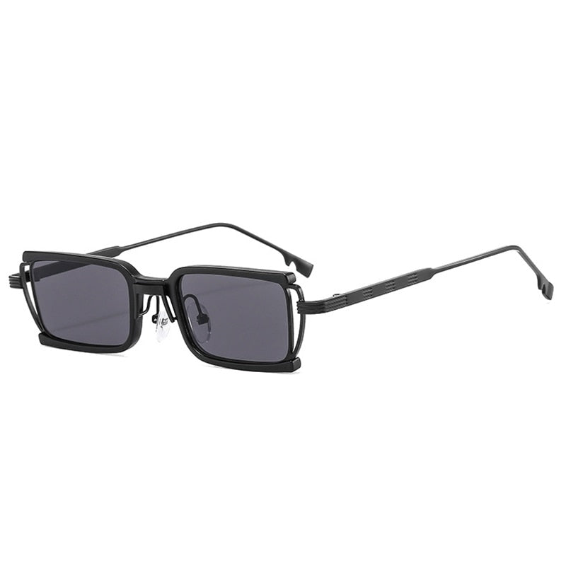 Calanovella Small Retro Rectangle Sunglasses Men Women Fashion Clear Ocean Gradient Lens Metal Punk Square Sun Glasses UV400