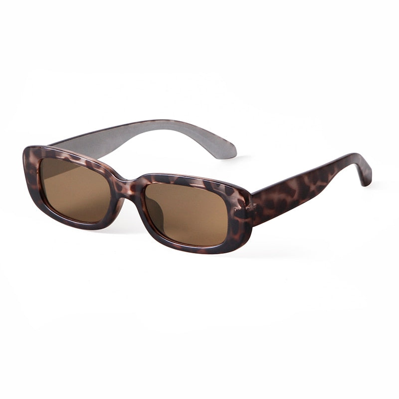 Calanovella Retro Vintage Rectangle Sunglasses Women Classic Leopard Small Square Shades UV400