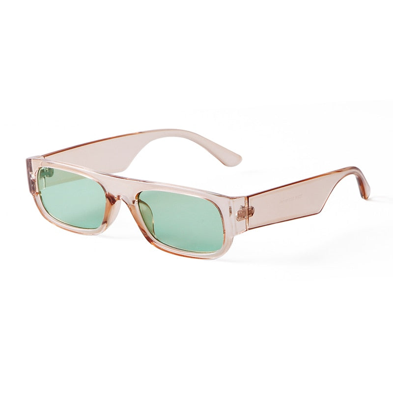 Calanovella Trendy 90s Rectangle Sunglasses Women Men Rectangular Vintage Retro Orange Lens Square Sun Glasses Shade UV400