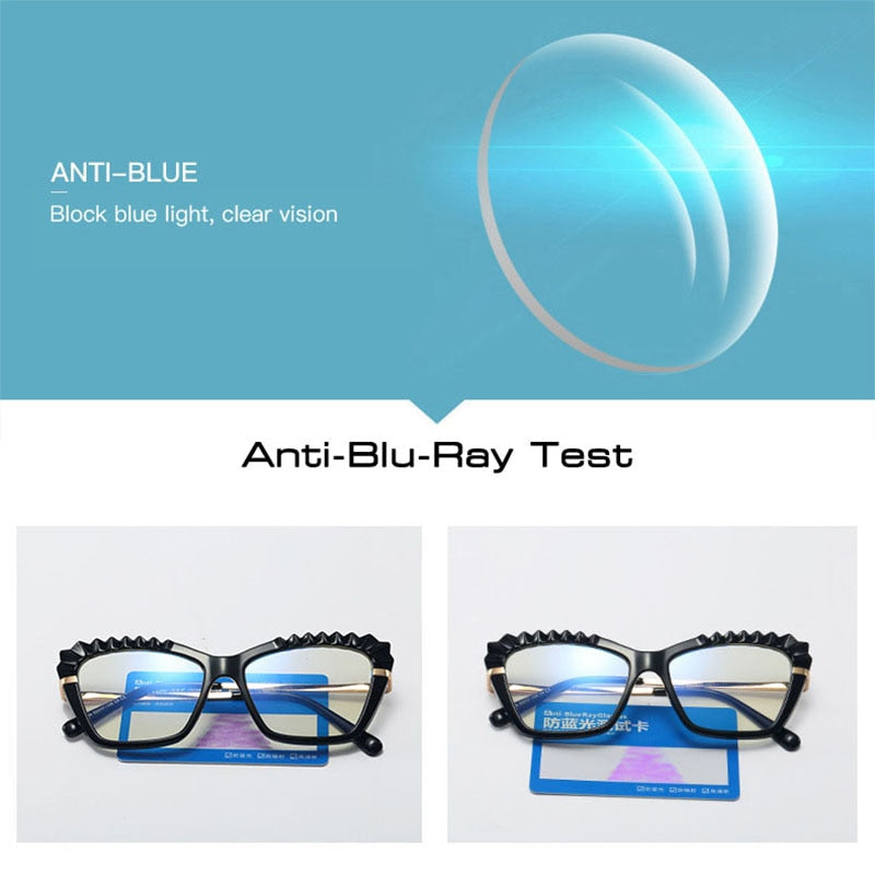 Calanovella TR90 Anti-Blue Light Glasses Spring Hinge Women Cat Eye