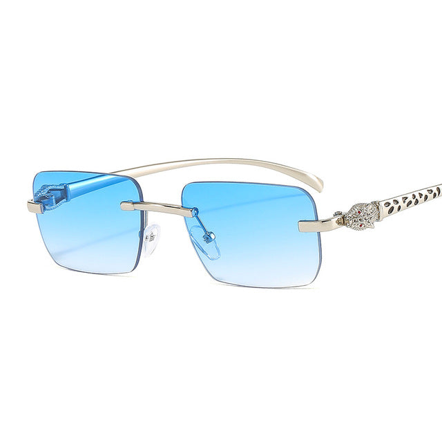 Calanovella Rimless Rectangle Polarized Sunglasses Men Women Luxury Brand Fashion Blue Light Frame Small Square Sun Glasses Unisex UV400