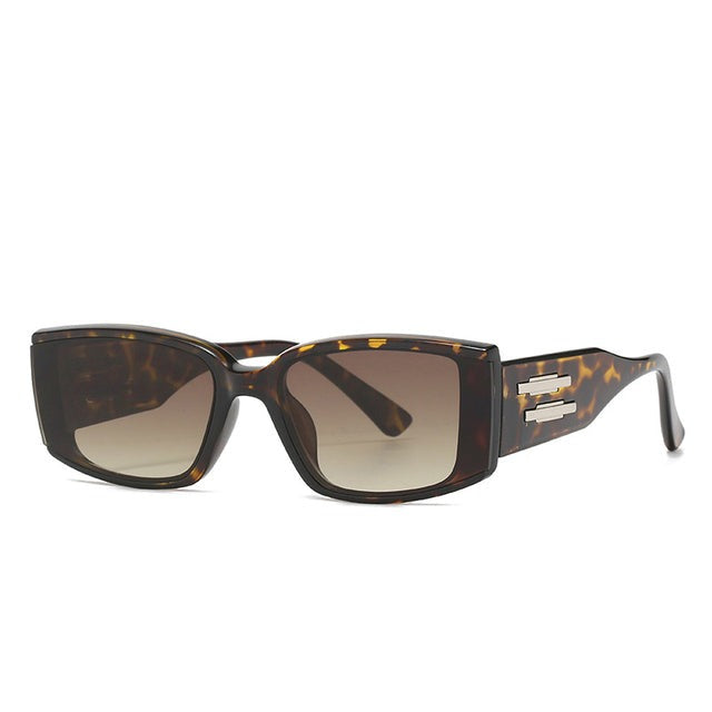 Calanovella Luxury Brand Designer Polarized Rectangle Sunglasses Metal Line Decor Wide Arm Eyeglasses Square Rectangular Frame Punk Party Shades UV400