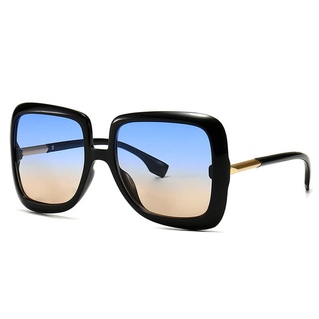 Calanovella Men Women Sunglasses Cool Eighties Retro Oversized Square 2020 Men Womens Stylish Vintage Fashionable Big Large Frame Shades UV400 black a,black b,blue yellow,blue pink,yellow stripes,leopard 34.99 USD