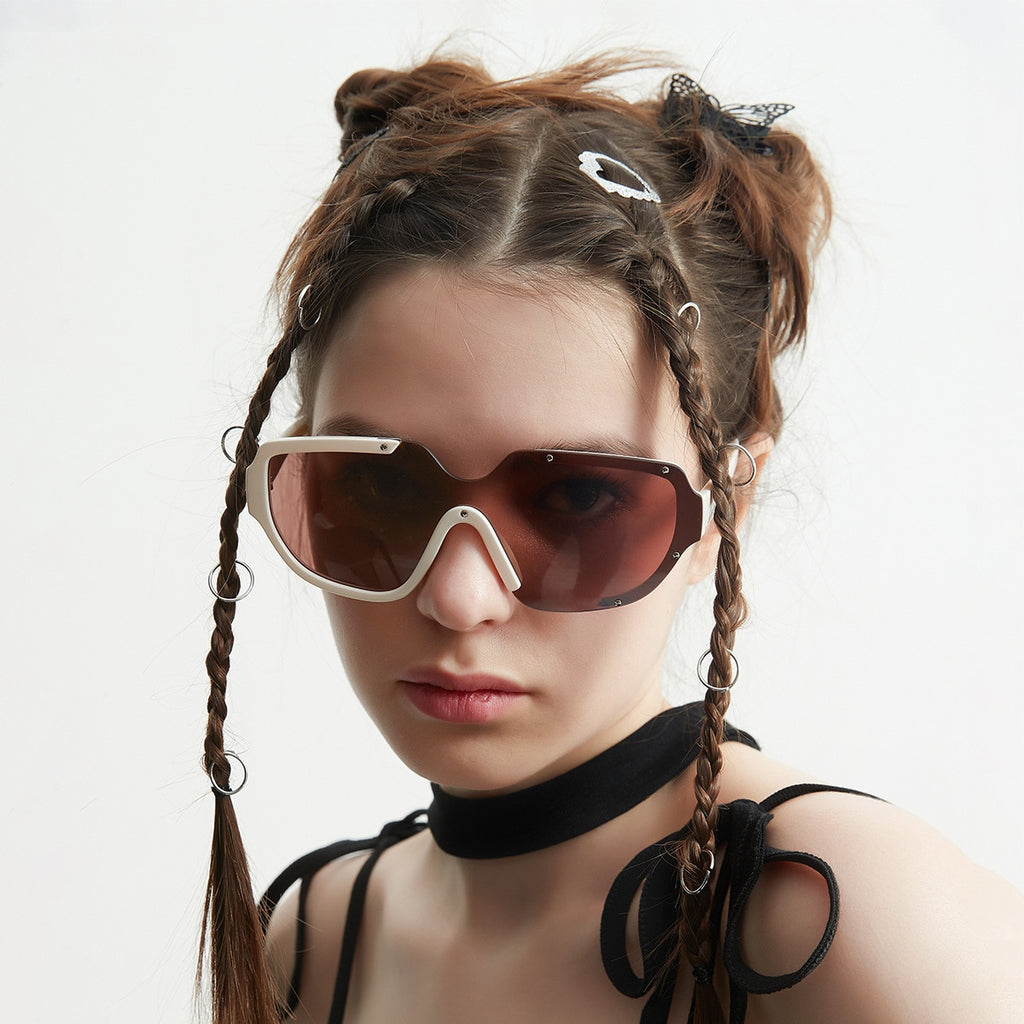 Calanovella Trendy Fashion Futuristic One Piece Sunglasses UV400