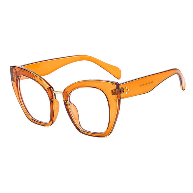 Calanovella Stylish Anti-blue Light Women Oversized Cat Eye Glasses Retro Optical Eyeglasses Frames