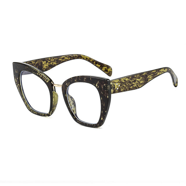 Calanovella Stylish Anti-blue Light Women Oversized Cat Eye Glasses Retro Optical Eyeglasses Frames