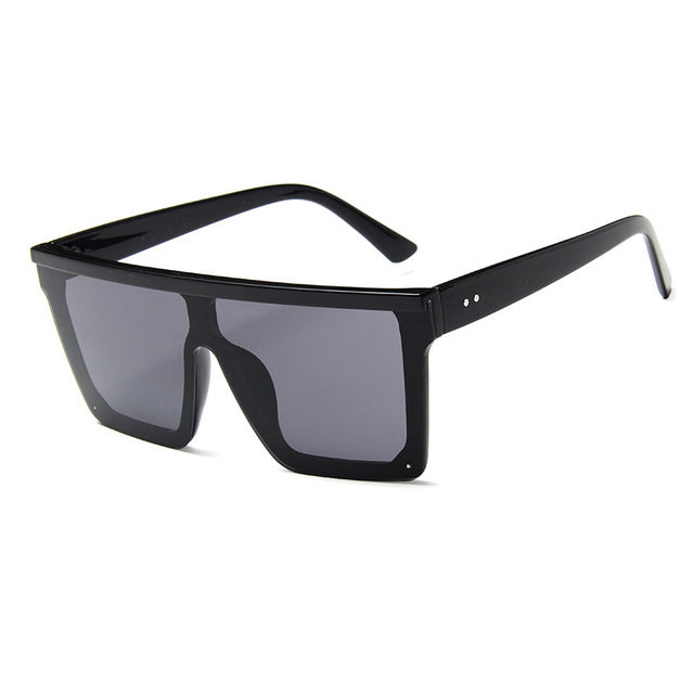 Calanovella Big Flat Top Modern Square Rectangular Sunglasses for Men Womens Purple Mirror Coating Shades UV400