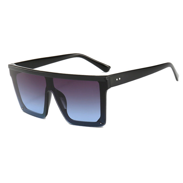 Unisex Flat Top Square Sunglasses Black