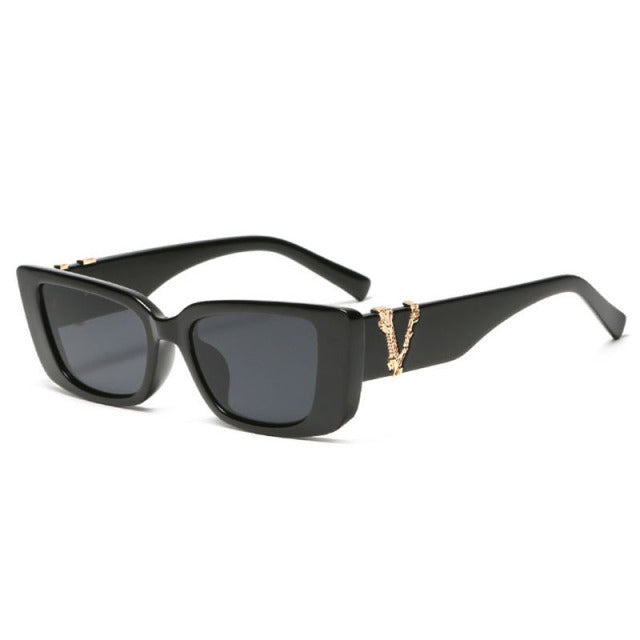 Calanovella Retro Small Rectangle Sunglasses Cool Colors Gradient Sun Glasses Shades UV400