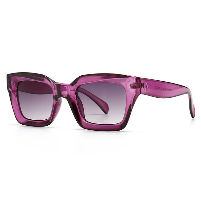 Calanovella Rivets Fashion Square Cat Eye Sunglasses Women Brand