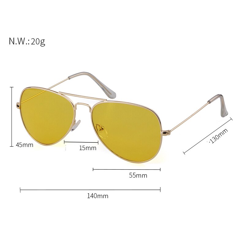 Calanovella Aviator Yellow Pilot Glasses Night Vision Goggles Aviation Sunglasses Men Women Design Gold Metal Frame Female Yellow Lens Yellow Lens 34.99 USD