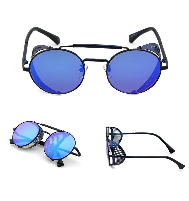 Calanovella Steampunk Round Sunglasses Mens Round Oval Steampunk Sunglasses 90s Retro Hipster Gothic Round Fashionable Shades black a,black b,brown a,brown b,blue,light blue,clear,silver 34.99 USD