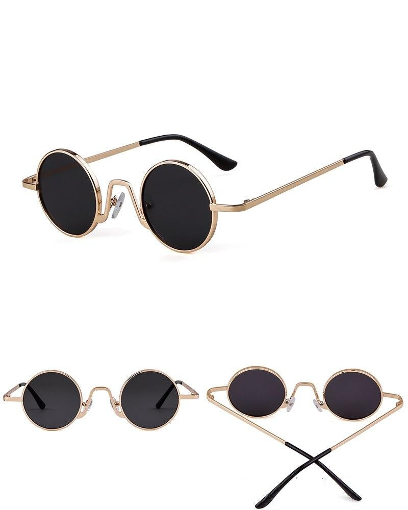 Calanovella Steampunk Round Sunglasses Oval Round Steampunk Sunglasses Punk Metal Men Women Small Punk Eighties Retro Sun Glasses Frame gold black,red,yellow,pink,black,brown 34.99 USD