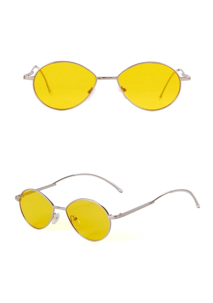 Calanovella Fashion 90s Oval Skinny Sunglasses Designer Retro Vintage