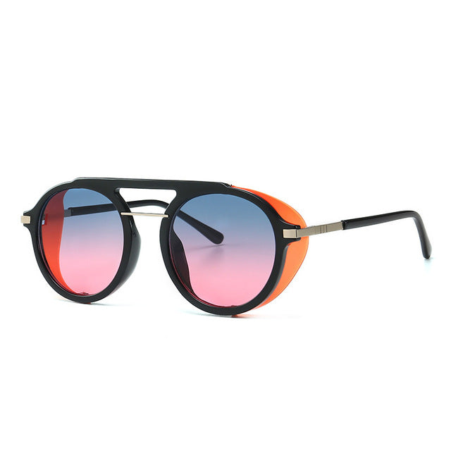 Calanovella Round Sunglasses Vintage Steam Punk Men Sunglasses Women Shades Oval Round Blue Pink Gradient Sun Glasses Male Female Eyewear UV400 black,pink,blue,yellow,gray,brown 39.99 USD