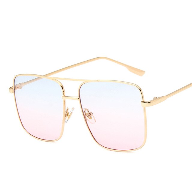 Calanovella Stylish Square Sunglasses for Men Women New Design Fashionable Metal Frame Gradient Lenses Oversized Square Frame Men’s Women’s Sun Glasses UV400 blue pink,brown,gray,black,silver clear,gold clear 34.99 USD