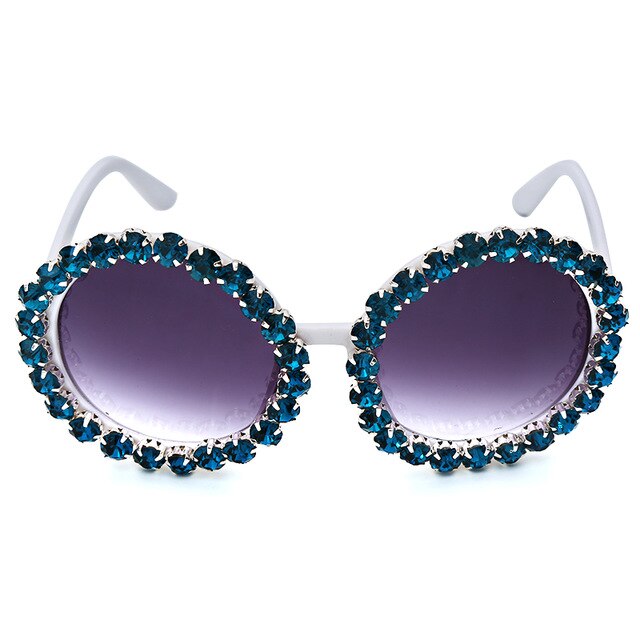 Calanovella Oversized Round Crystal Diamond Rhinestones Sunglasses