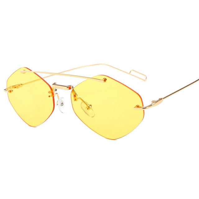 Calanovella Men Women Sunglasses Cool Two Toned Rimless Vintage Square Sunglasses for Men Women Trendy Red Black Double Beam Tint Shades UV400 black,red,yellow,pink,silver,gold clear 34.99 USD