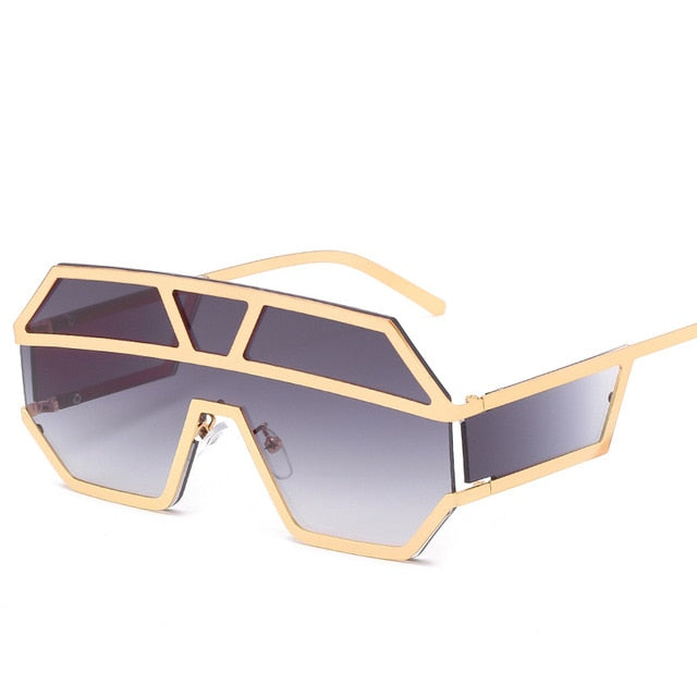 Calanovella Steampunk Trendy Oversized One-piece Eighties Retro Sunglasses for Men Women Cool Square Vintage Steampunk Sunglasses UV400 black,gray,brown,green,gold,blue,clear,red 39.99 USD