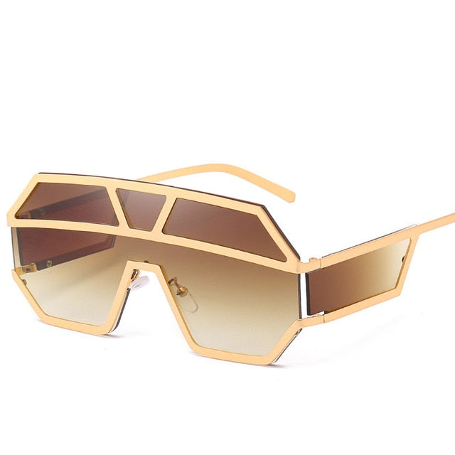 Funky Black Gold Square UV400 Sunglasses