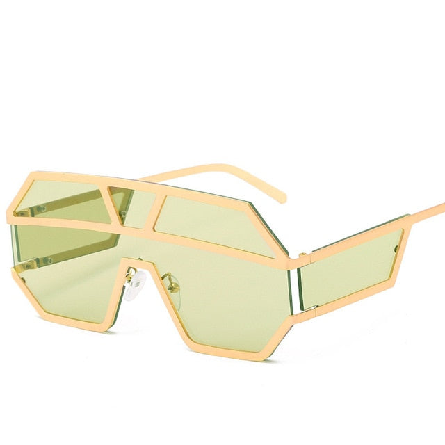 Calanovella Steampunk Trendy Oversized One-piece Eighties Retro Sunglasses for Men Women Cool Square Vintage Steampunk Sunglasses UV400 black,gray,brown,green,gold,blue,clear,red 39.99 USD