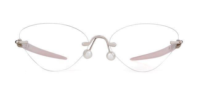 Calanovella Candy Pink Rimless Cat Eye Sunglasses for Women Brand Designer Unique Pen Shape Tinted Lens Cateye Sun Glasses - Calanovella.com