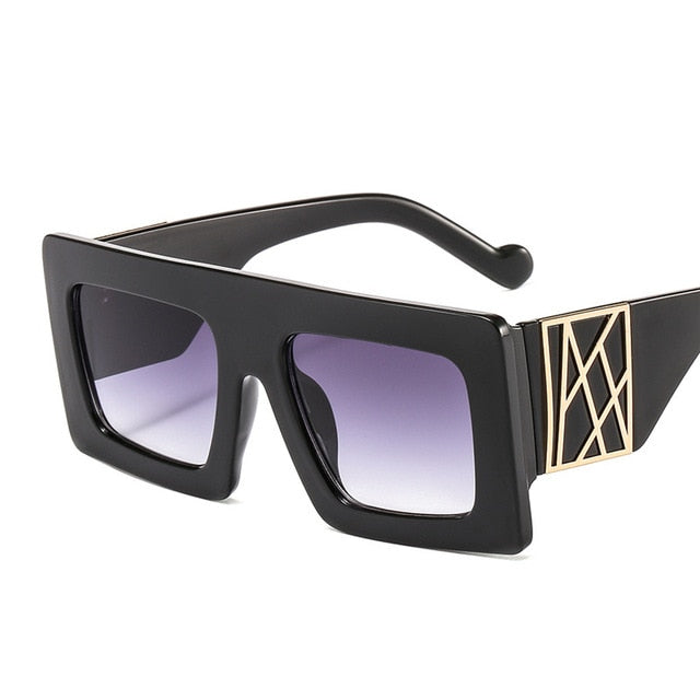 Calanovella Stylish Vintage Oversized Square Sunglasses for Men Women 2020 New Thick Leopard Frames Eighties Retro Glasses UV400 black a,black b,leopard,pink,flower,flame,cheetah 34.99 USD