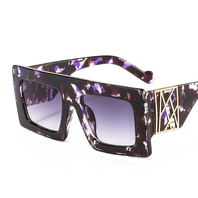 Calanovella Stylish Vintage Oversized Square Sunglasses for Men Women 2020 New Thick Leopard Frames Eighties Retro Glasses UV400 black a,black b,leopard,pink,flower,flame,cheetah 34.99 USD