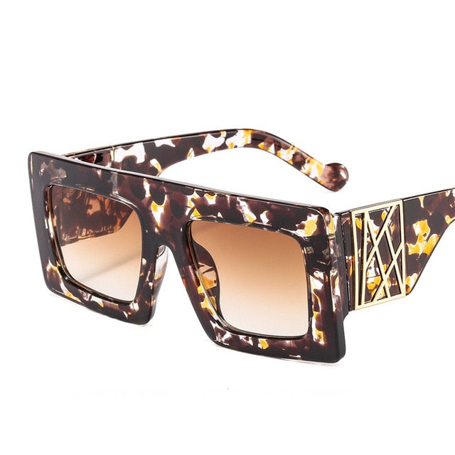 Calanovella Stylish Vintage Oversized Square Sunglasses for Men Women 2020 New Thick Leopard Frames Eighties Retro Glasses UV400 black a,black b,leopard,pink,flower,flame,cheetah 34.99 USD